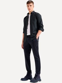 Camisa Armani Exchange Masculina Cotton Slim Fit Mono Logo Azul Marinho