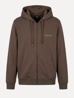 Moletom Armani Exchange Masculino Com Capuz Full Zip Subtle Logo Marrom