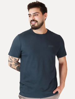 Camiseta Dudalina Masculina Regular Badge Logo Azul Marinho