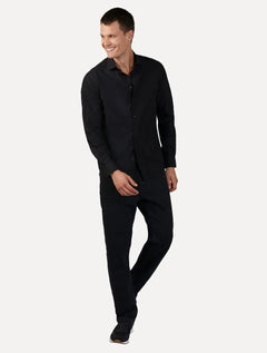 Camisa Dudalina Masculina Milano Tricoline Lisa Stretch Preta