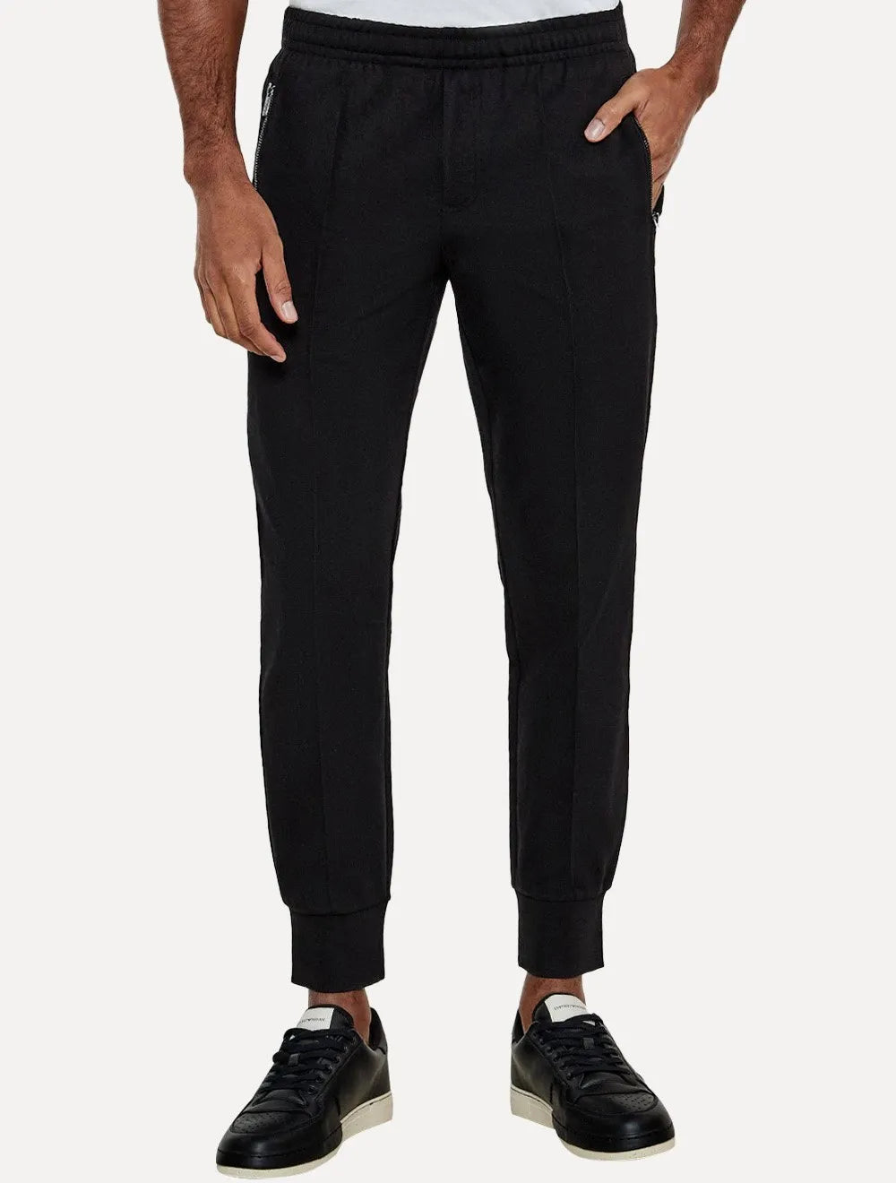 Calça Moletom Empório Armani Masculina Jogger Pocket Zip Preta