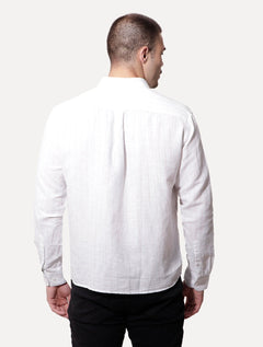 Camisa Ellus Masculina Linen Stripe Mark Classic Branca
