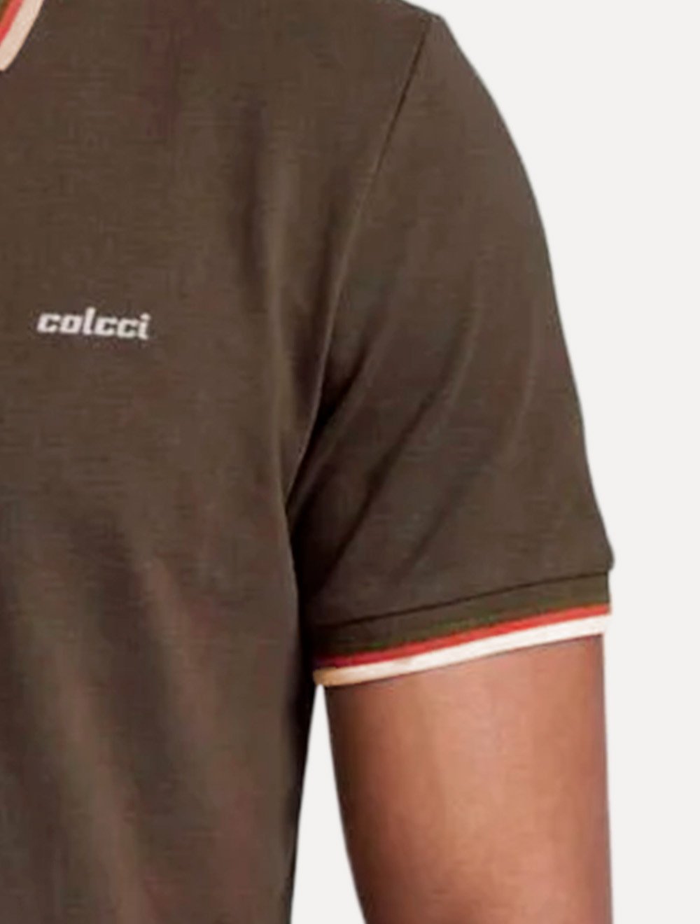 Polo Colcci Masculina Piquet Brown Logo Marrom