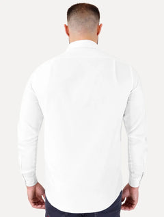 Camisa Tommy Hilfiger Masculina Regular TH Flex Textured Pocket Stretch Branco
