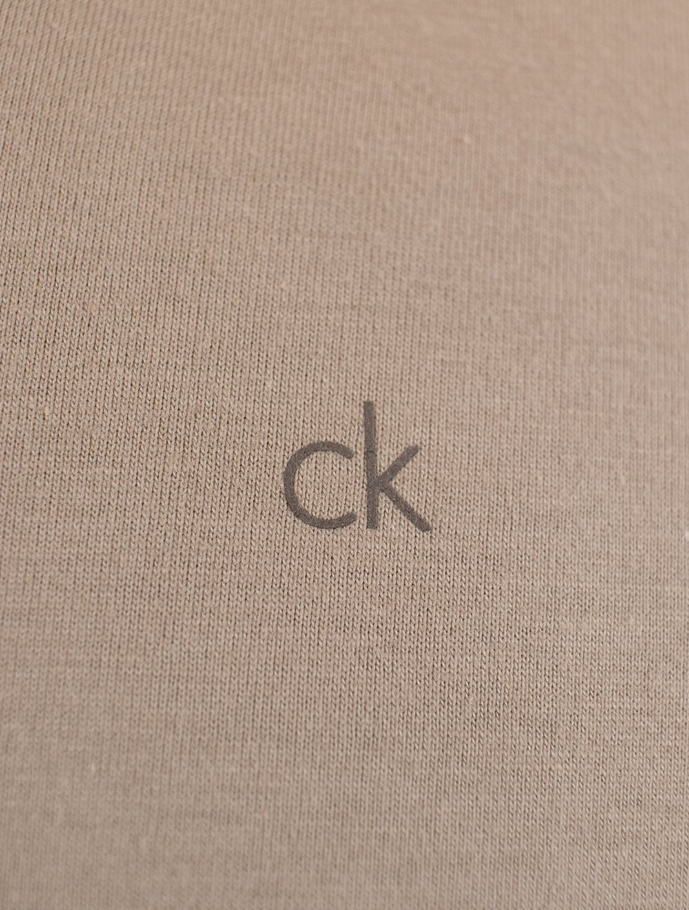 Camiseta Calvin Klein Masculina Meia Malha CK Cáqui Médio