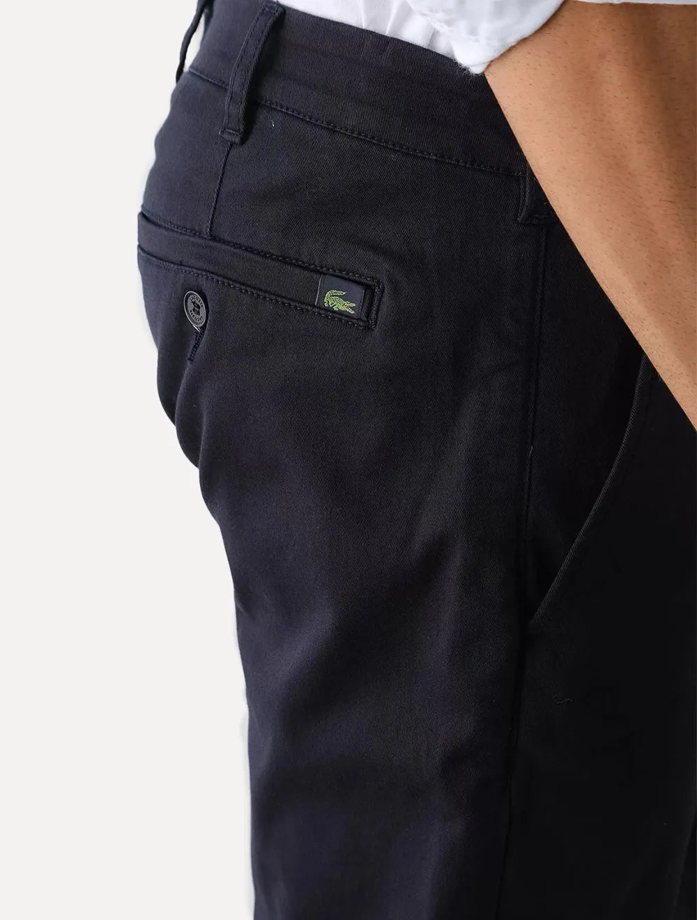 Calça Lacoste Masculina Sarja Chino Slim Fit New Classic Azul Escuro