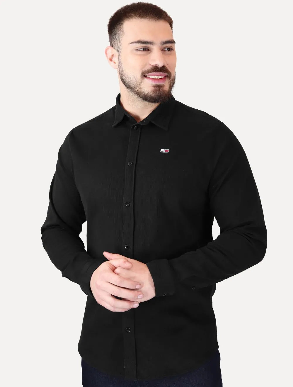 Camisa Tommy Jeans Masculina Regular Corduroy Preta