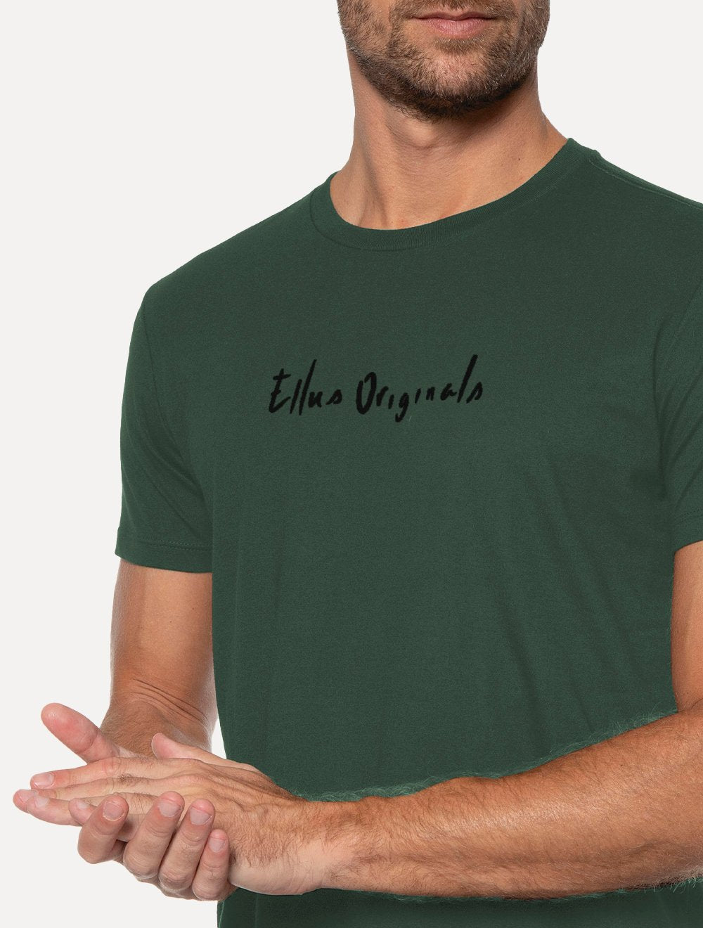 Camiseta Ellus Masculina Cotton Fine Originals Blue Logo Verde Escuro