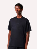 Camiseta Lacoste Masculina Relaxed Fit Quilted Badge Jersey Azul Marinho