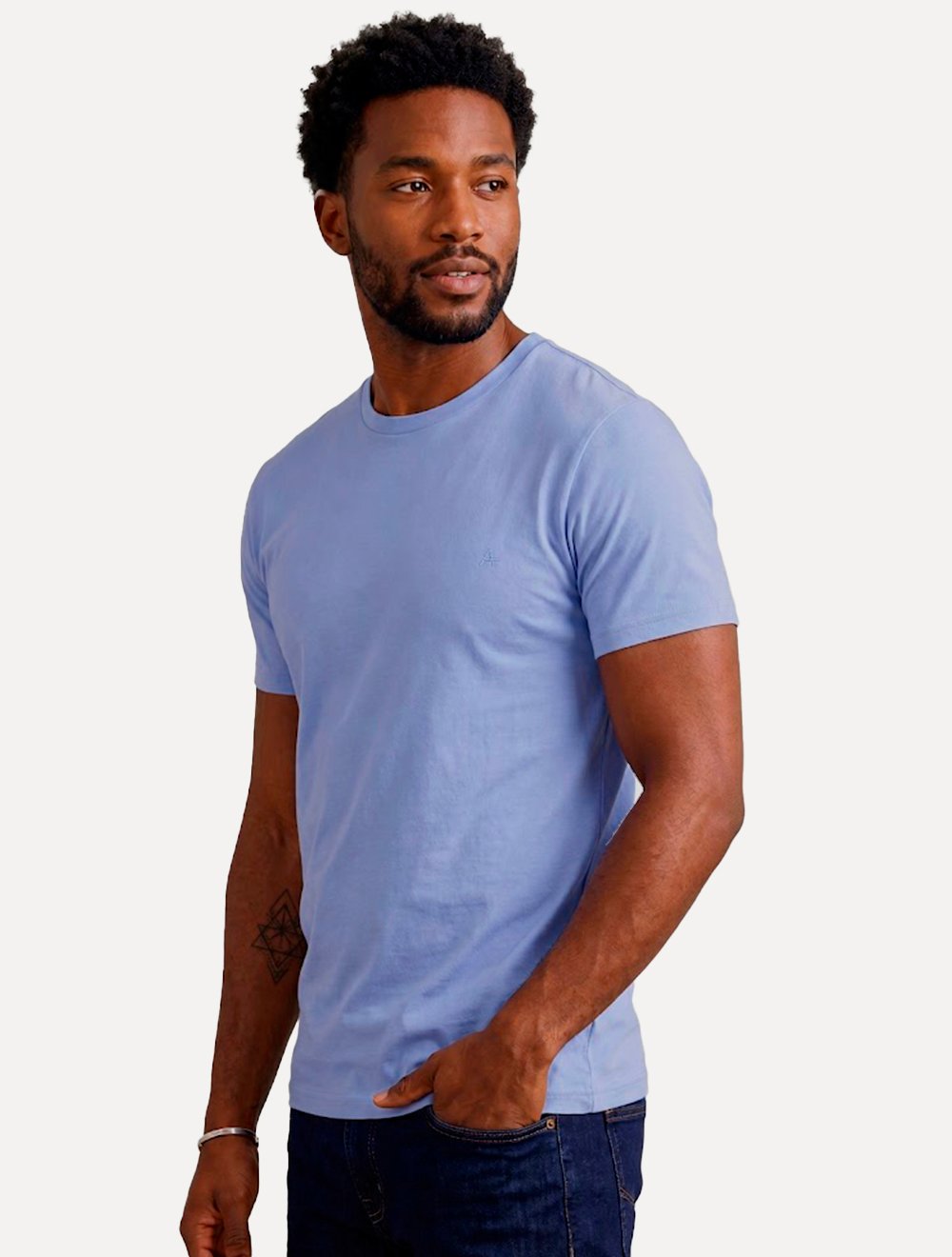 Camiseta Aramis Masculina Basic Lisa Mono Icon Chumbo Claro