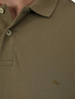 Polo Aramis Masculina Regular Basic Piquet Mono Logo Cáqui Medio