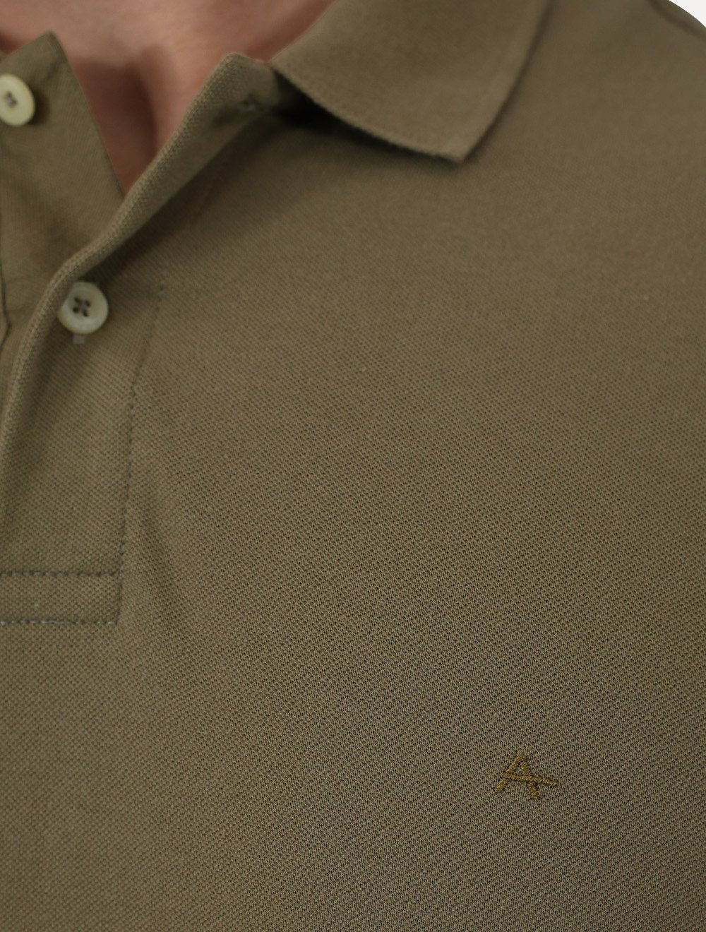 Polo Aramis Masculina Regular Basic Piquet Mono Logo Cáqui Medio