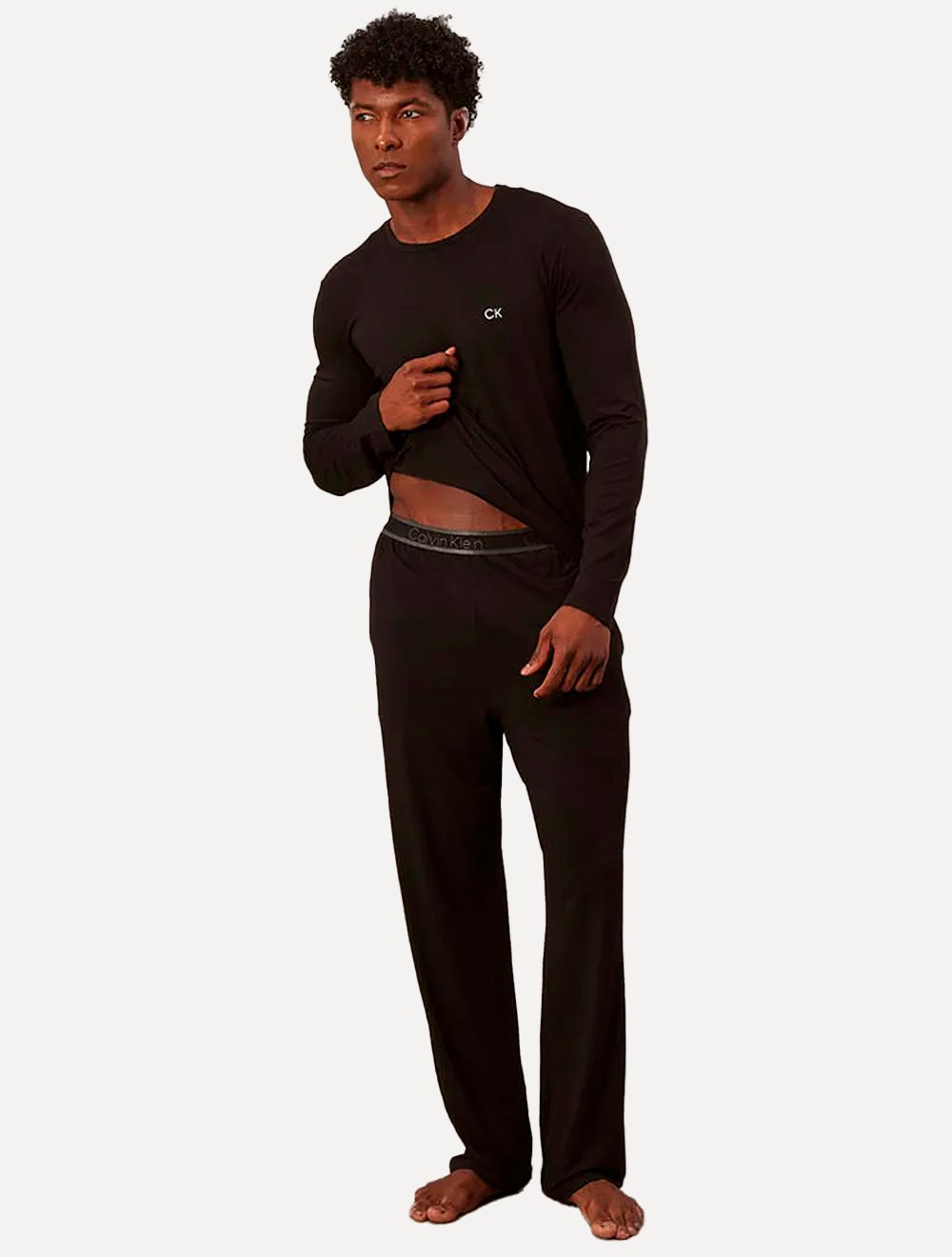 Pijama Calvin Klein Masculino Manga Longa Calça CK Modal Preto