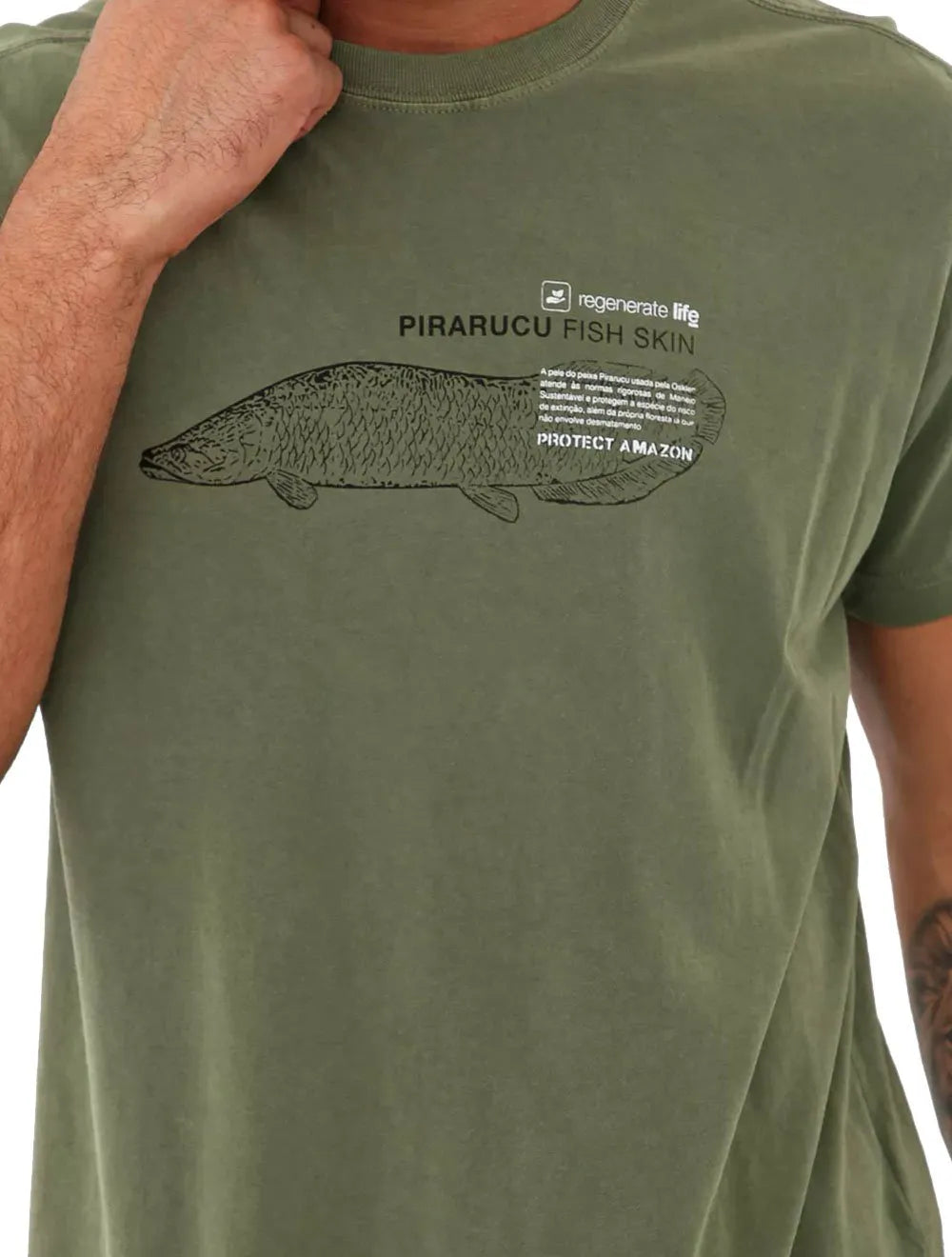 Camiseta Osklen Masculina Regular Vintage Pirarucu Live Verde Oliva