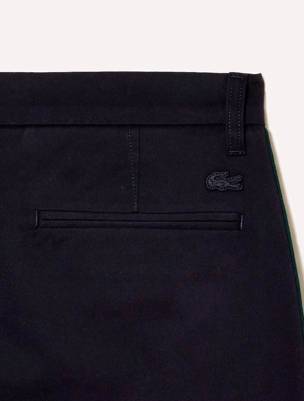 Calça Lacoste Masculina Sarja Chino Straight Fit Contrast Stripe Azul Marinho