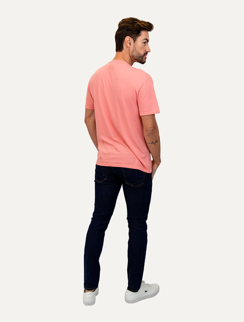 Camiseta Tommy Jeans Masculina Regular Jersey C-Neck Flag Rosa