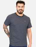 Camiseta Tommy Jeans Masculina Chest Logo Listrada Azul Marinho