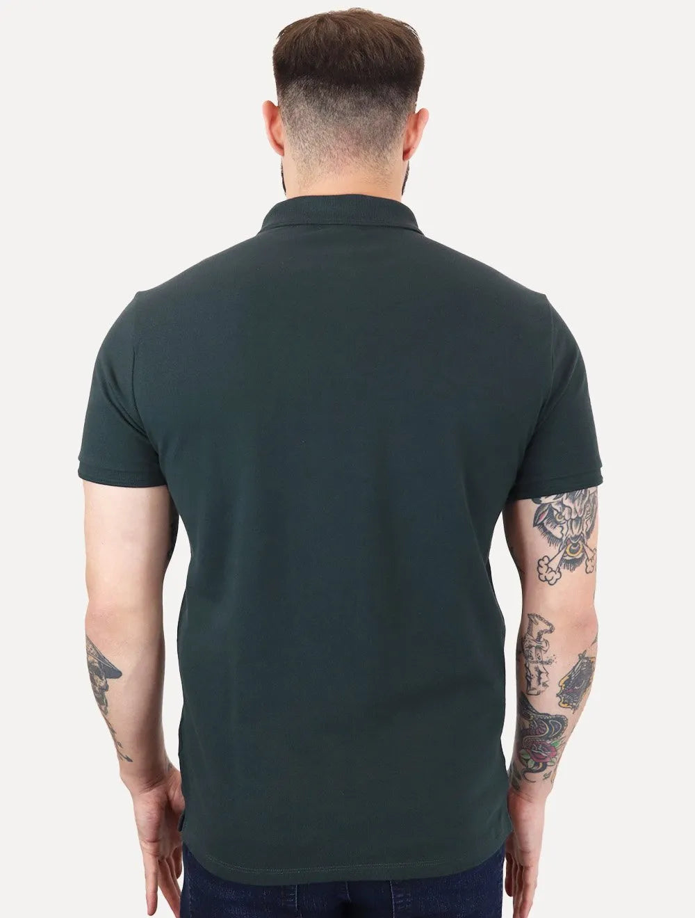 Polo Calvin Klein Masculina Piquet Slim Center Rubber Premium Azul Petróleo