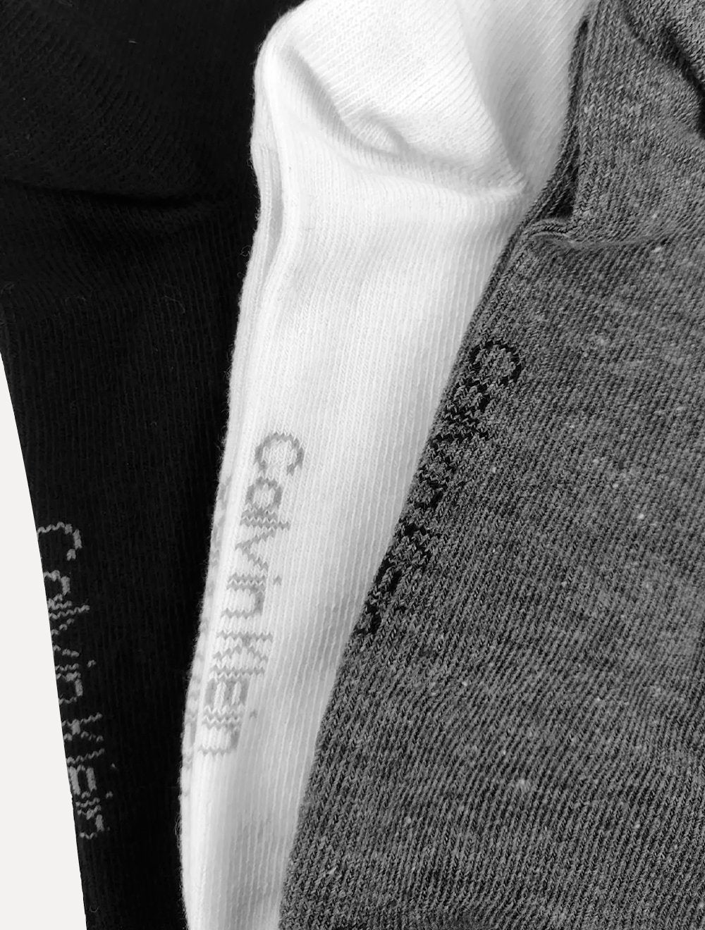 Kit 3 Pares Meia Calvin Klein | Cano Curto CK Preta Branca e Cinza