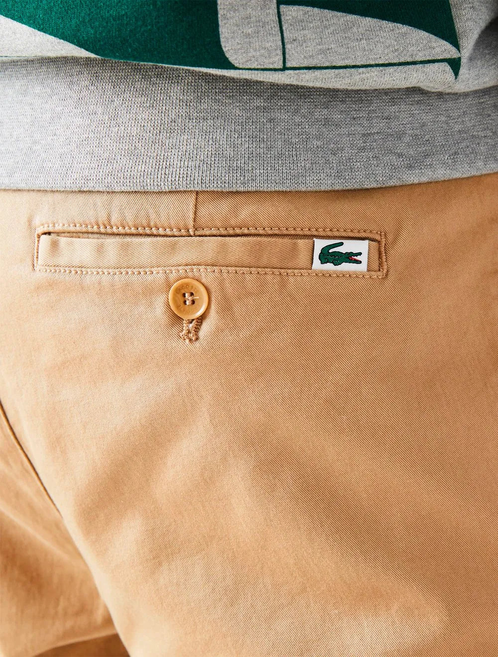 Calça Lacoste Masculina Sarja Chino Slim Fit New Classic Caqui