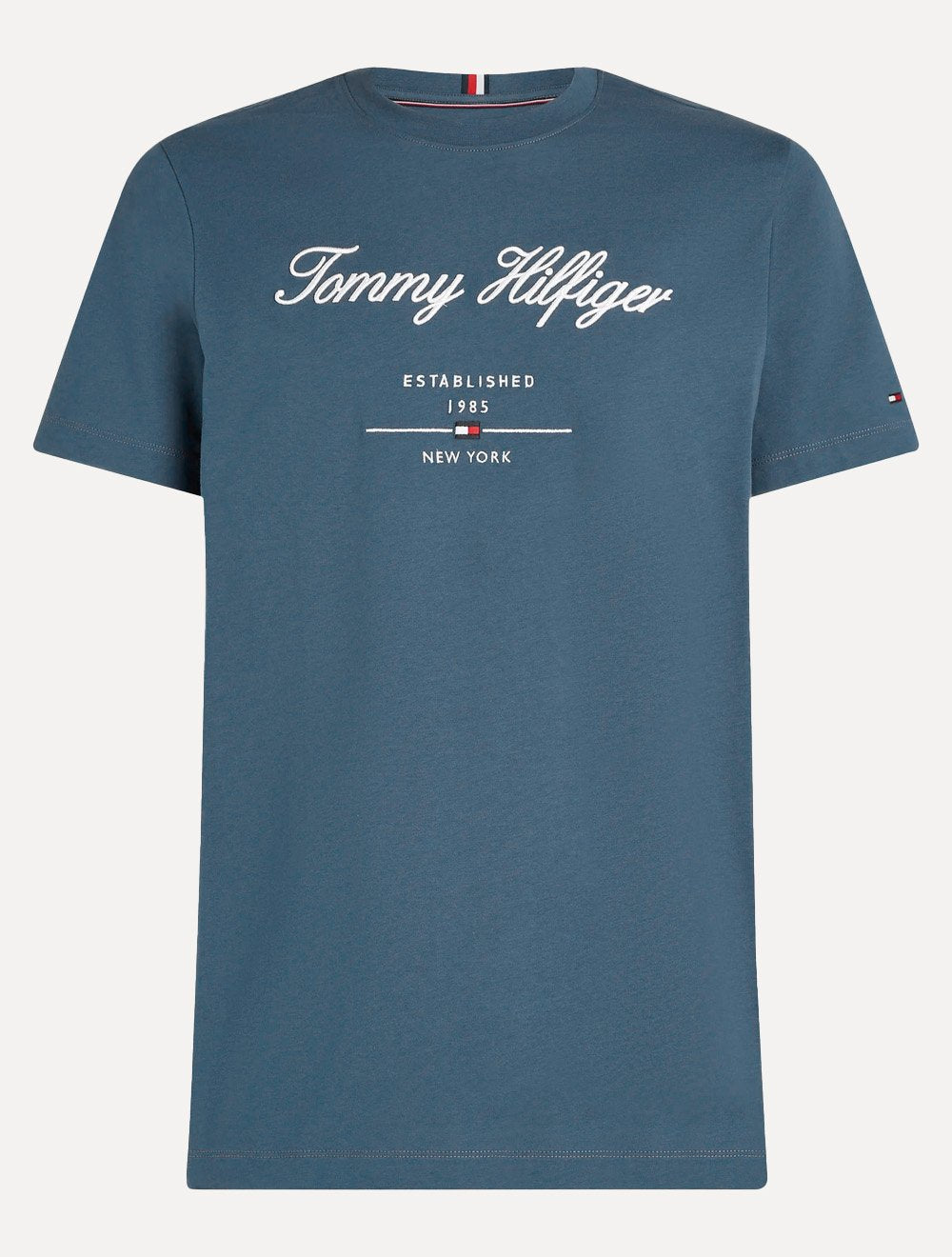 Camiseta Tommy Hilfiger Masculina Embroidered Est. 1985 New York Aegean Sea Azul