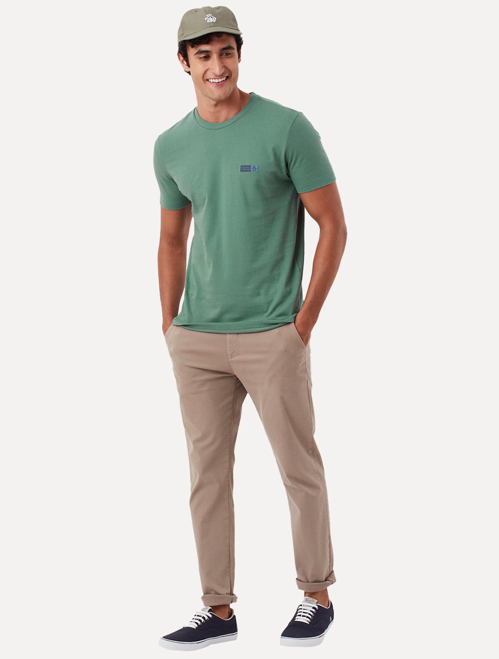 Camiseta Original Penguin Masculina Slim Rubber Logo Verde