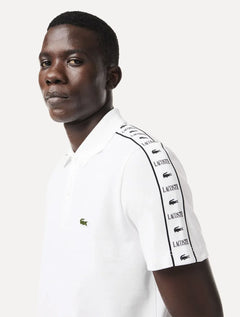 Polo Lacoste Masculina Piquet Stripe Stretch Branca