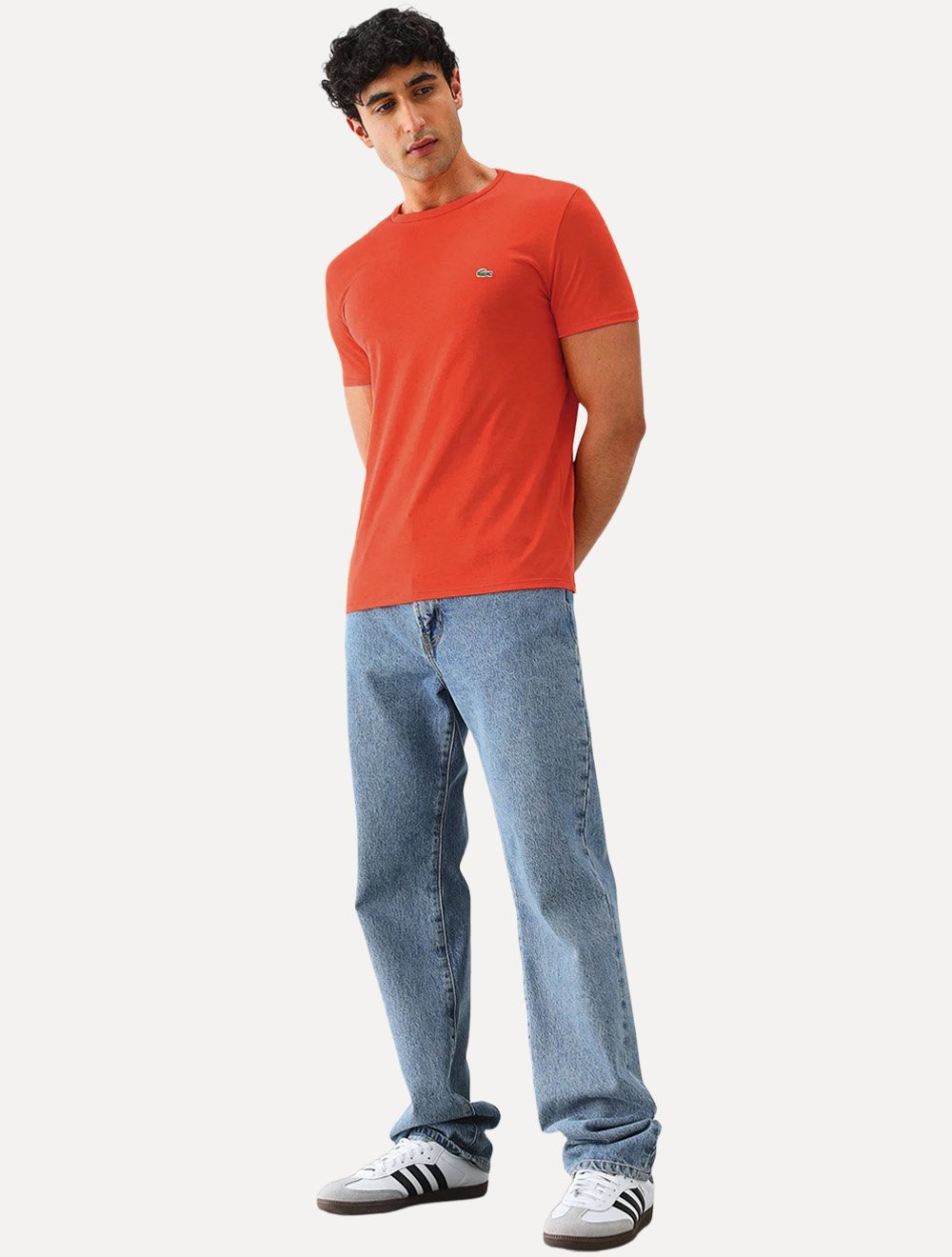 Camiseta Lacoste Masculina Jérsei Algodão Pima Laranja