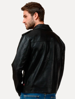 Jaqueta Levis Masculina Couro Standart Asym Motorcycle Preta