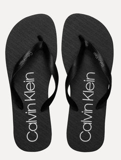 Chinelo Calvin Klein Swimwear Silk Basic Logo Preto