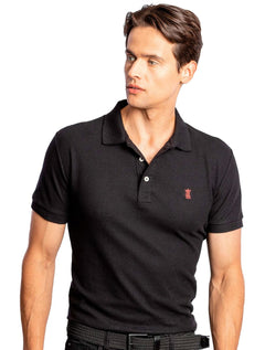 Polo Sergio K Masculina Piquet Mag Logo Preta