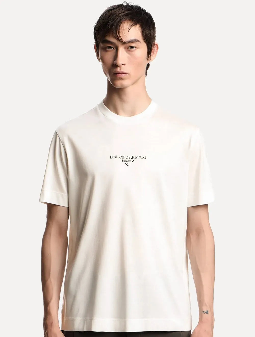 Camiseta Empório Armani Masculina Jersey Logo Chest Off-White