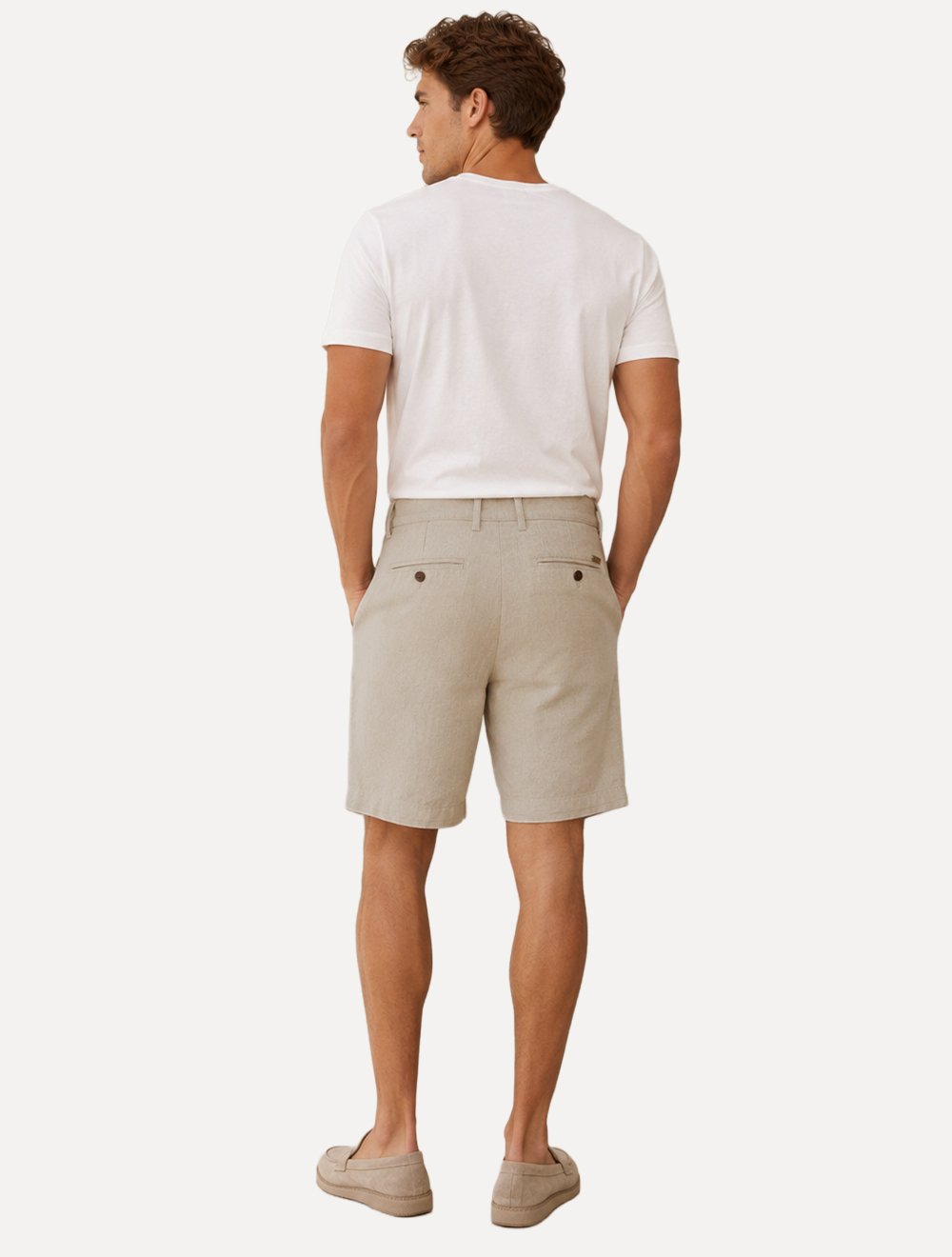 Bermuda Reserva Masculina Casual Linho Areia