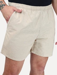 Short King & Joe Masculina Tradicional Casual Linho Areia
