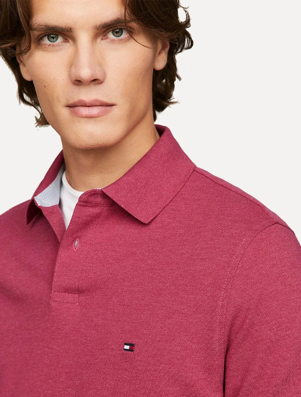 Polo Tommy Hilfiger Masculina Regular Piquet 1985 Rosa Mescla