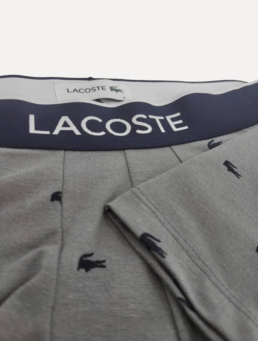 Cueca Lacoste Trunk Boxer Jersey Croco Print Branca Vermelha Cinza Pack 3UN