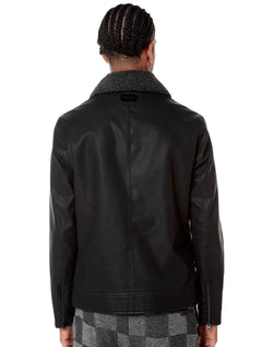 Jaqueta John John Masculina Couro Sherpa Bill Preta