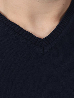 Suéter Dixen Masculino Tricot Tinturado Gola V Azul Marinho