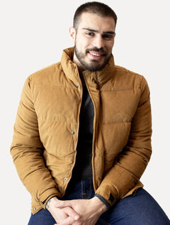 Jaqueta Dixen Masculina Puffer Veludo Cotelê Marrom Claro