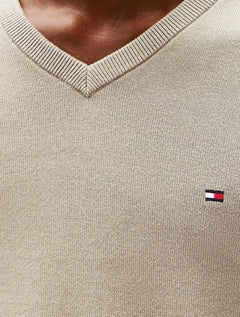 Suéter Tommy Hilfiger Masculino Signature V-Neck Areia