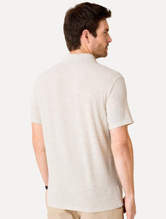 Polo Dudalina Masculina Piquet Jacquard Gola Cubana Areia Mescla
