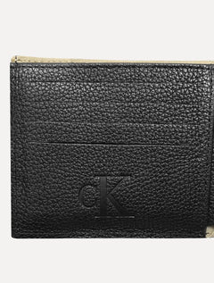 Carteira Calvin Klein Jeans Porta Cartão Logo Baixo Relevo Cáqui Claro