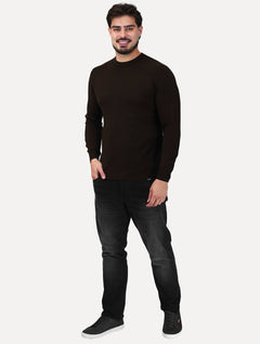 Suéter Dixen Masculina Tricot Manga Longa Frente Texturizada Marrom