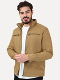 Jaqueta Dixen Masculina Sarja Forrada Zíper Frontal Pesponto nas Mangas Caramelo