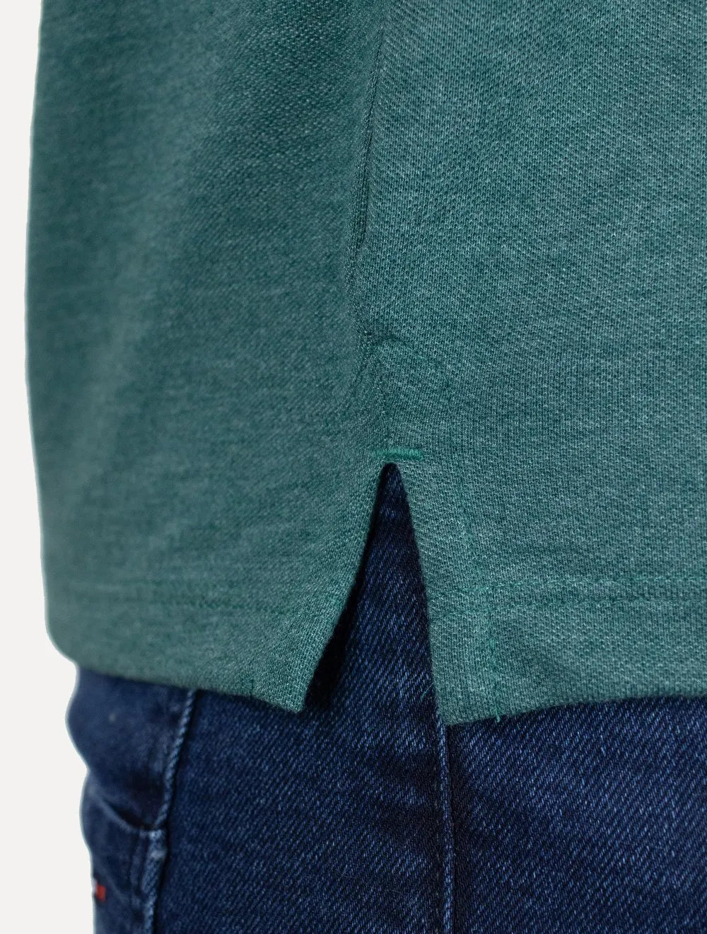 Polo Tommy Jeans Masculina Regular Heather XS Badge Verde Mescla