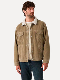 Jaqueta Levis Jeans Masculina Trucker Relaxed Sherpa Cáqui