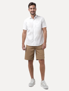 Camisa Aramis Masculina Manga Curta Tricoline Stretch Pocket Branca