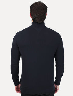 Suéter Tommy Hilfiger Masculino Essential Cotton Half Zip Mock Azul Marinho