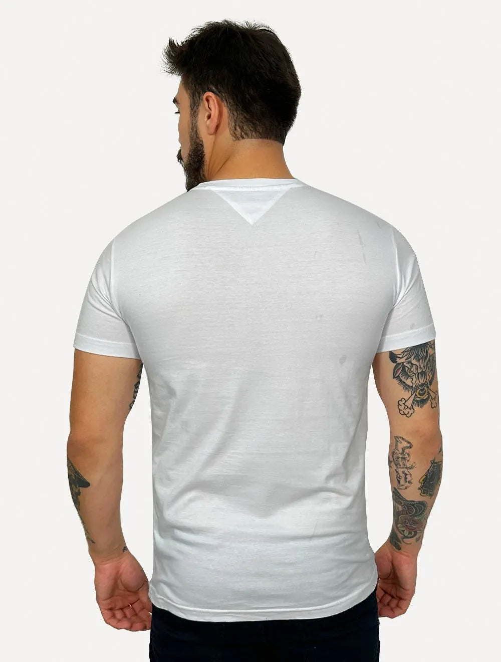 Camiseta Tommy Hilfiger Masculina Columbus H Roundle Logo Branco