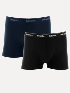 Cueca Mash Boxer Cotton Basic Preta/ Marinho Pack 2UN